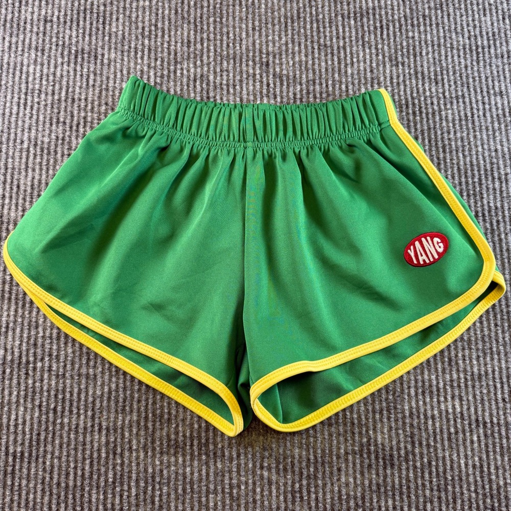 Yang Authentic Goods Green Yellow Dolphin Athletic Shorts Womens Small Retro Gym